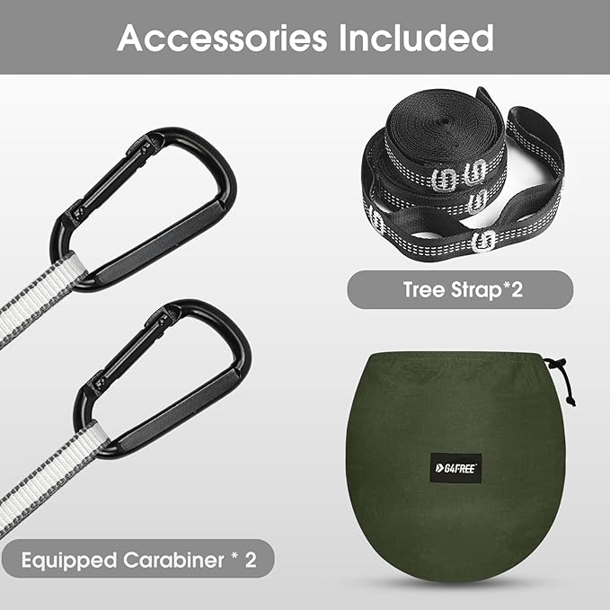 Hammock with Bug Net, Pop-Up Design, 70D Nylon, Army Green