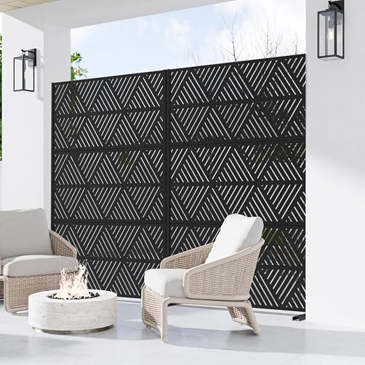 Casaphoria Metal Privacy Screen Outdoor, Triangular Black - Image 3
