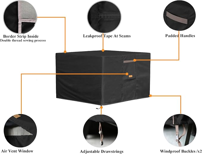 Fire Pit Cover 600D Heavy Duty Waterproof Fabric - Image 3