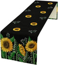 Sunflower Table Runner, Spring Summer Watercolor Floral Plants Leaves Print by Unknown