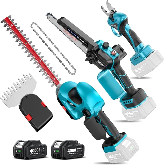 SEESII Electric Chainsaw Trimmer Pruner: 3-in-1 Cordless Chainsaw, Hedge Trimmer by Seesii