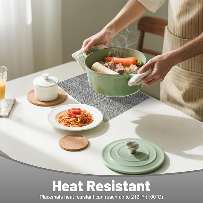 Placemats Set of 12，Non-Slip PVC Weave Table Mats Easy to Clean，Heat Resistant - Image 4