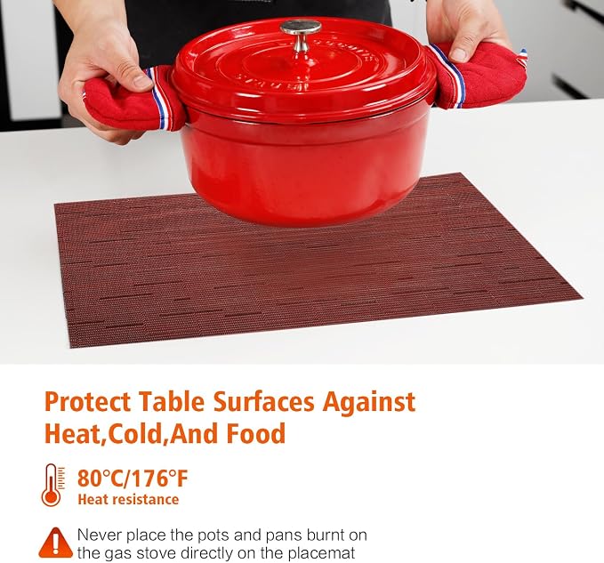 Placemats Set of 6, Heat and Stain Resistant Indoor/Outdoor Place mats - Image 3