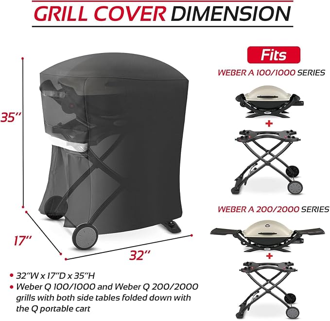 7113 Grill Cover for Weber Q Series, 600D Anti-Fade Compatible - Image 2