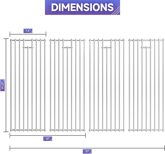 4Pack 19.25" Stainless Steel Cooking Grates Replacement Parts For16517 Bull - Image 2