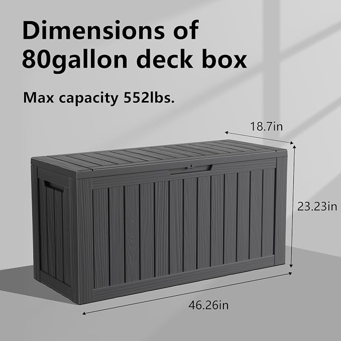 80 Gallon Outdoor Storage Box – Resin Deck Box - Image 2