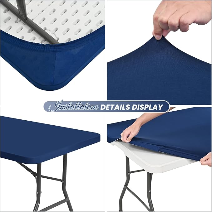 10 Pack Stretch Fabric Table Top Cap Cover, fits 6Ft Tables, Spandex Table - Image 4