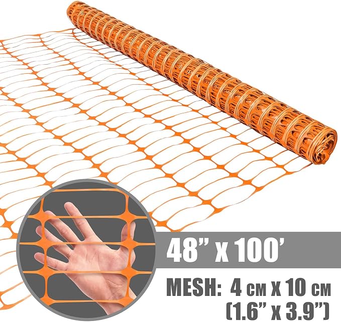 Fencer Wire 4 ft. Safety Fence, 100 ft. Orange Plastic Fencing Roll - Image 2