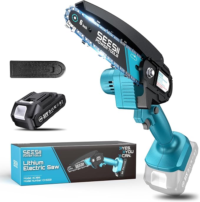 Seesii Mini Chainsaw, 6-inch Mini Chainsaw Cordless, Handheld Electric Power by Seesii