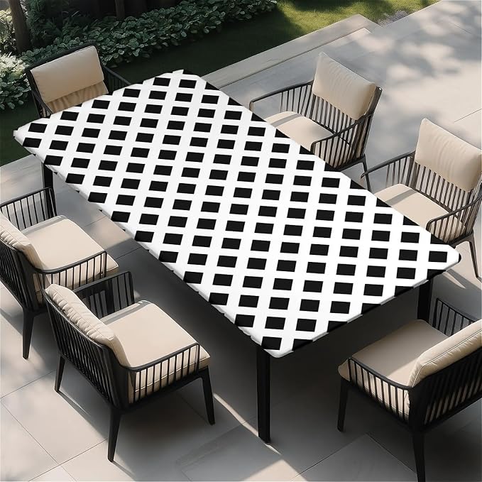 Rectangle Table Cloth Cover Waterproof Elastic Fitted Polyester Fitted by Unknown