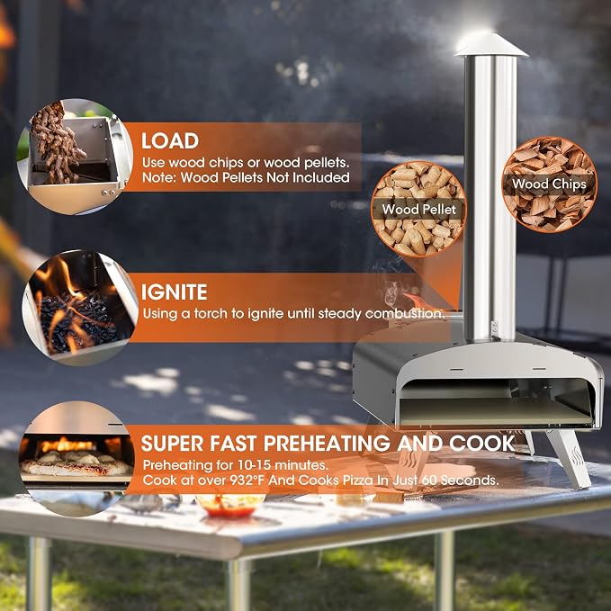 Mimiuo Outdoor Pizza Oven Wood Pellet 12" Pizza Ovens - Image 8