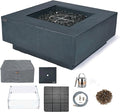 Elementi+ | Bundle Bergen Gas Fire Pit Cast Concrete 40" Square Fire Table by AMSFireplaceInc