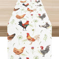Farmhouse Rooster Table Runner, Rustic Farm Animals Cow Pig Chicken Coffee by Unknown
