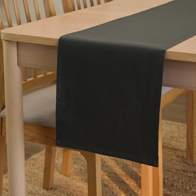 Encasa XO Table Runner 13"x72" Long | Cotton Canvas Fabric | Charcoal Grey by EncasaXO