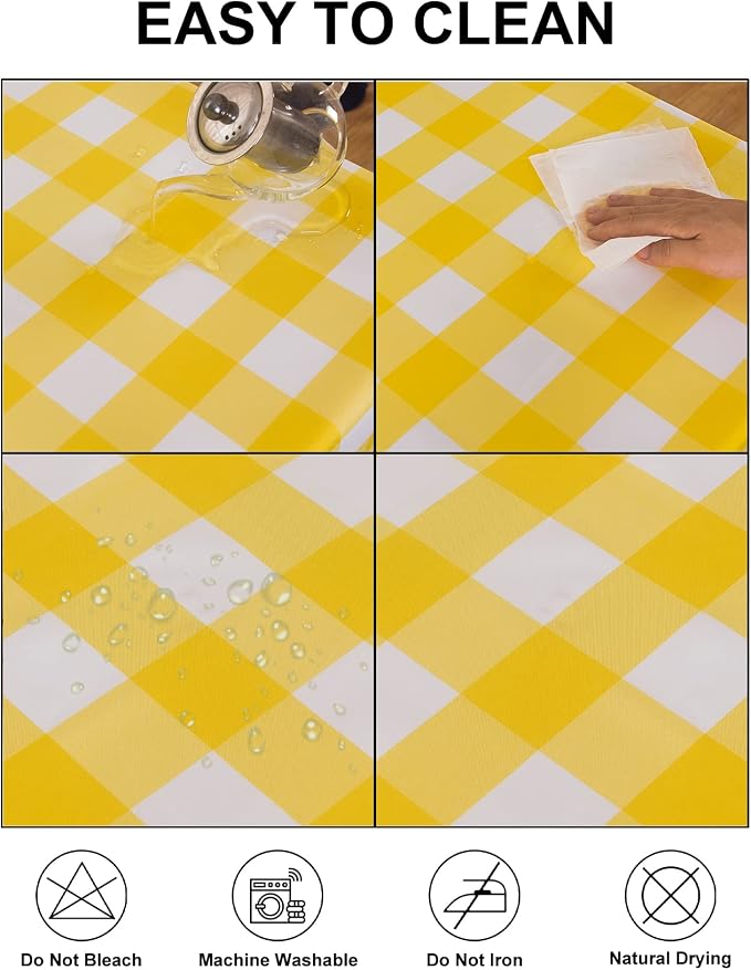 Cupuamon 2 Pack Waterproof Polyester Fabic Square Checkered Tablecloth，54x54 - Image 3