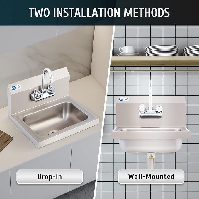 WILPREP Hand Sink Commercial Stainless Steel Sink - Image 8