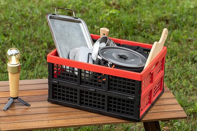 34L Large Plastic Folding Storage Crates, Collapsible Crates - Image 5