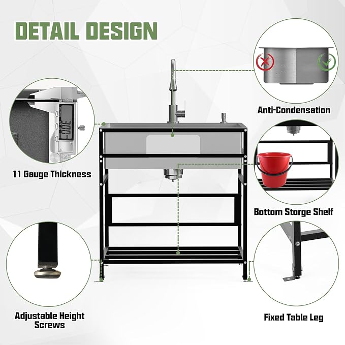 30x22 Inch Stainless Steel Utility Sink-Freestanding Laundry Sink Practicality - Image 6