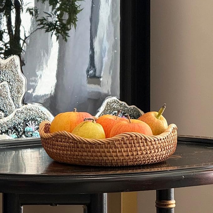 RT&BS Rattan Bread Baskets for Serving, Christmas Food Baskets, Handwoven Fruit - Image 4