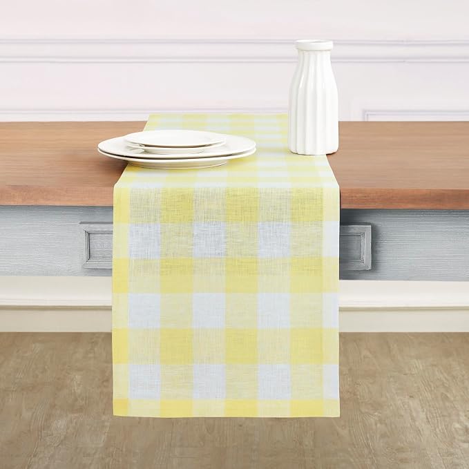 Solino Home Linen Checkered Table Runners 72 Inches Long by SolinoHome