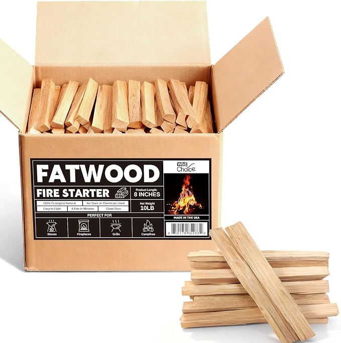 W&E Choice 10LB Fatwood Fire Starter Sticks, 130-180Pcs 100% Natural Dried Pine by WEChoice