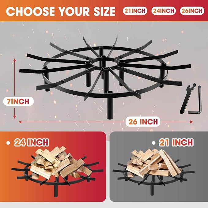 Fire Pit Grate & Fireplace Grate, Heavy Duty Heat Resistant Campfire Grill - Image 6
