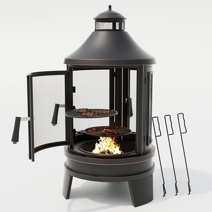 ALAULM Metal Chiminea Fire Pit by ALAULM
