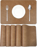 Cowhide Pattern Faux Leather Placemats Set of 6, Heat Resistant Non-Slip by EDanle
