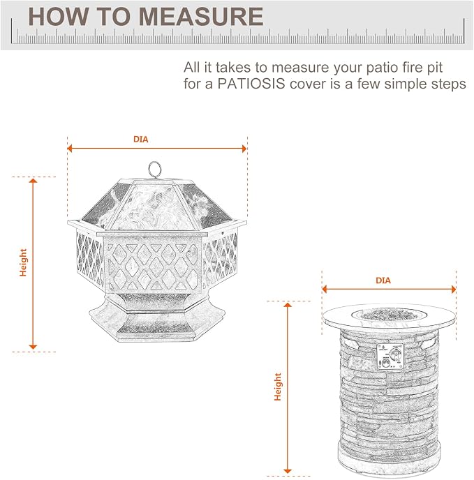 Grey Round Firepit Table Cover 32''Dia Waterproof Outoor Patio Gas Fire Bowl - Image 2