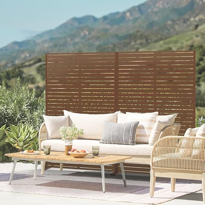 Metal Privacy Screen Outdoor 72" H×47" W, Freestanding Decorative Privacy Screen - Image 7