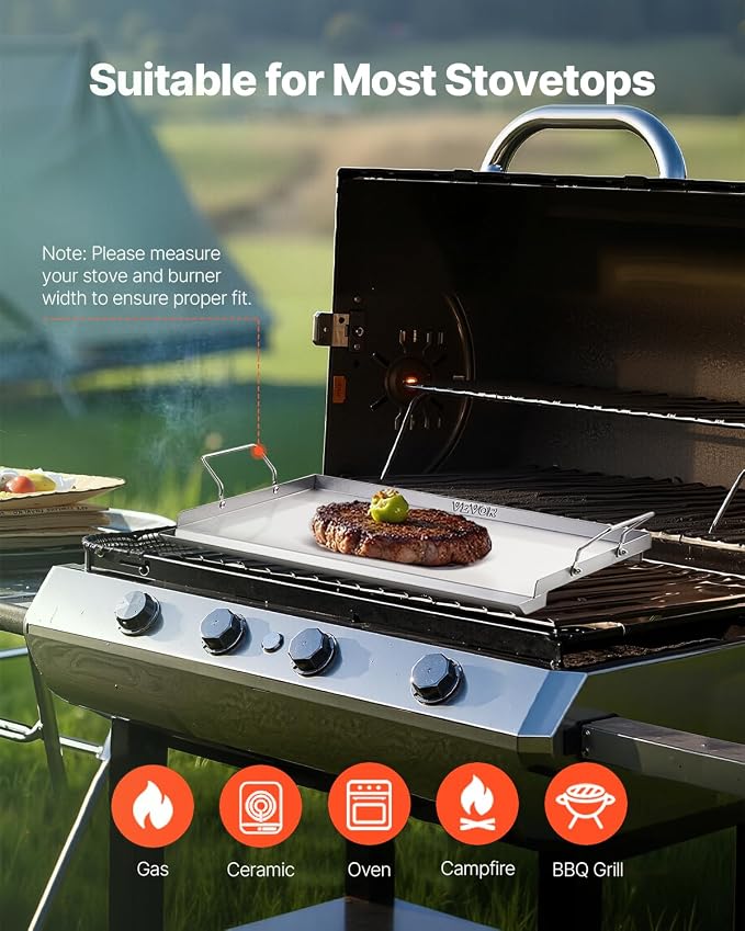 VEVOR Stainless Steel Griddle, 23x16 inch Universal Flat Top Rectangular Plate - Image 6