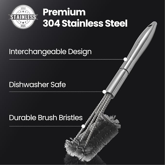2-in-1 Stainless Steel Grill Brush Cleaning Kit, Grilling Accessories, - Image 3