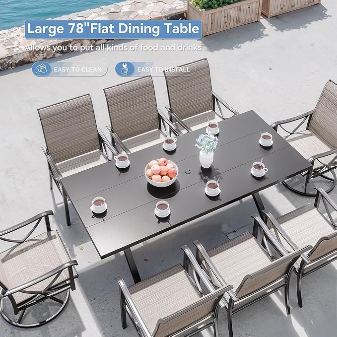 Kurapika 9-Piece Patio Dining Set, Outdoor Large Table - Image 8