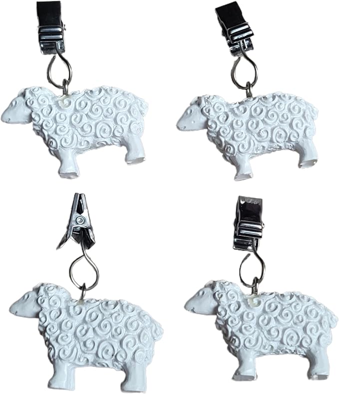 TwoFish Home Set of 4 Sheep Resin Tablecloth Weights Clips Sheep Handicraft by TwoFishHomeFashionLLC
