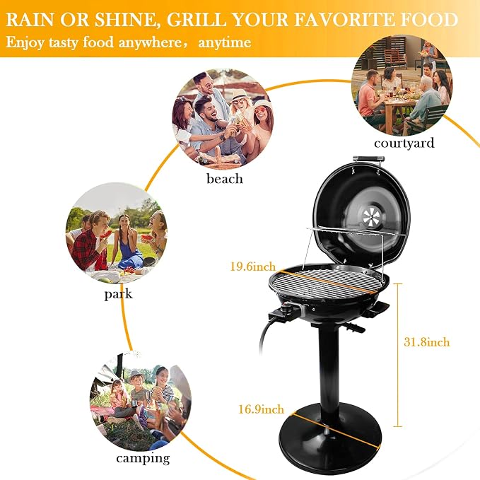 Electric BBQ Grill Techwood 15-Serving Indoor/Outdoor Electric Grill - Image 3