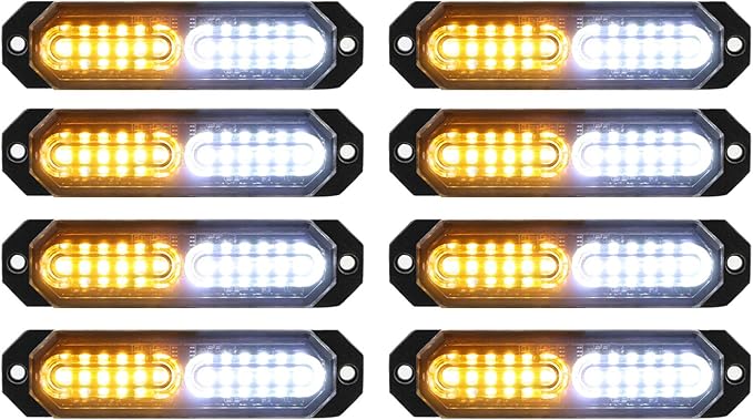 ASPL 8pcs Sync Feature Ultra Slim 12-LED Surface Mount Flashing Strobe Lights by ASPL