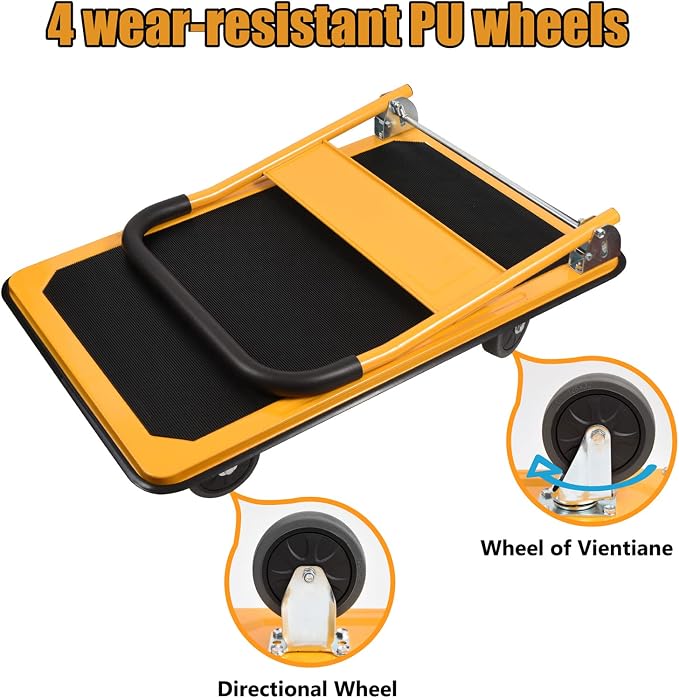 LEADALLWAY Platform Truck Large Size 880lbs Foldable Push Cart - Image 5