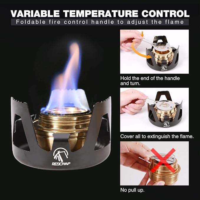 REDCAMP Mini Alcohol Stove for Backpacking, Lightweight Brass Spirit Burner - Image 6