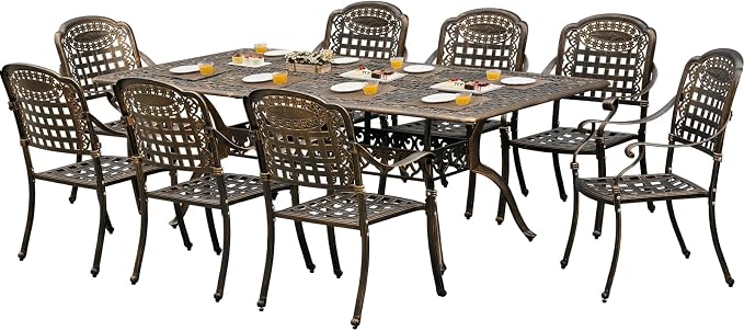 86" Large Outdoor cast Aluminum Patio Dining Table, Rectangular Outdoor Bistro - Image 7