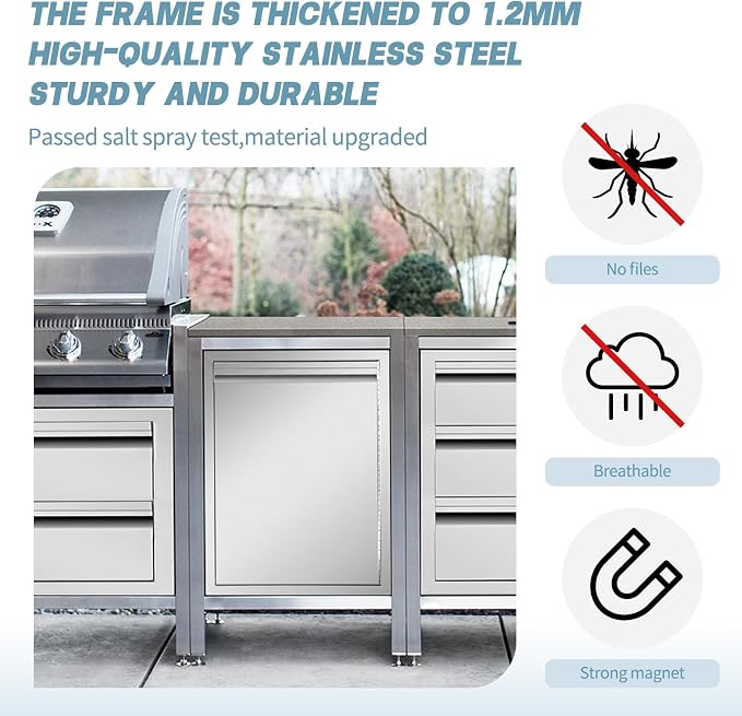 Outdoor Kitchen Door 18" W x 21" H inch Double Wall Door Panel Stainless Steel - Image 3