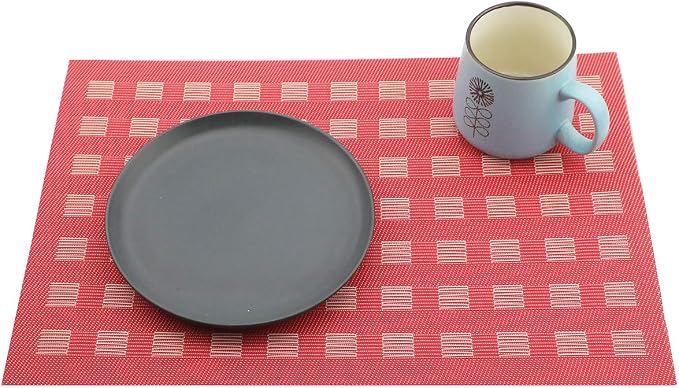 Gugrida Placemats, Placemats PVC Table Mats Woven Vinyl Placemats - Image 7