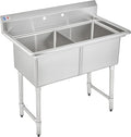 WILPREP 2-Compartment Sink, Freestanding Double Bowl Utility Sink, Work Station by Wilprep