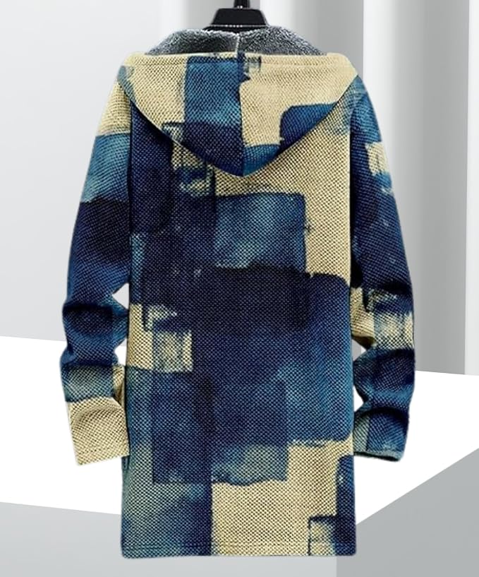 Men's Hooded Sweater Coat Knit Fleece Lined Long Cardigan Jacket - Image 2