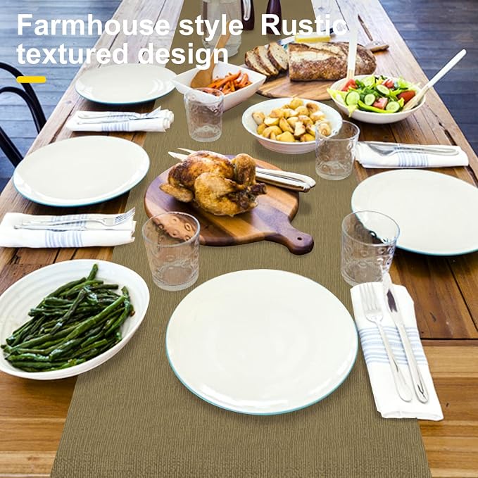 Waterproof Wipeable Table Runner, Thick Farmhouse Table Runner, Dresser Runner - Image 2