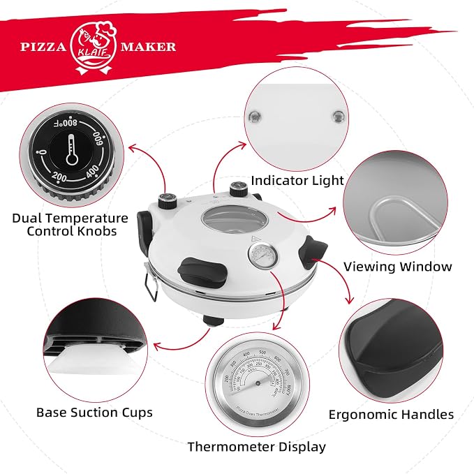 KLAIF 12" Electric Countertop Pizza Oven Indoor - Image 3