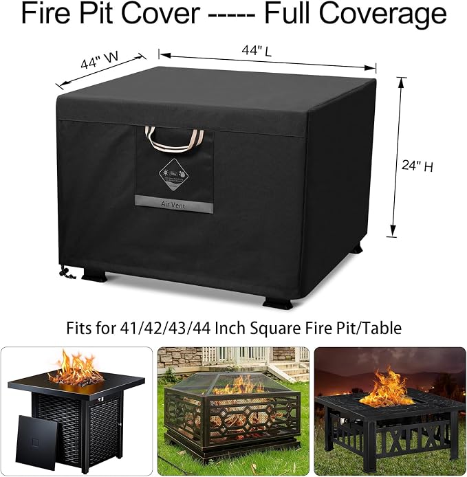 QH.HOME Fire Pit Cover Square Super Waterproof, UPF 50+ Fire Pit Cover Fading - Image 2