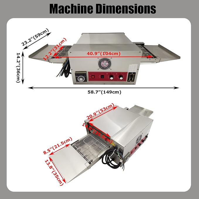 220V Countertop Conveyor Pizza Oven Commercial Baking Electric Oven 12" Belt - Image 2