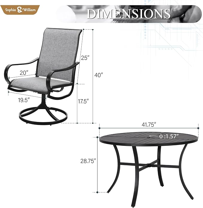 Sophia & William Outdoor Dining Set Patio Dining Set - Image 7