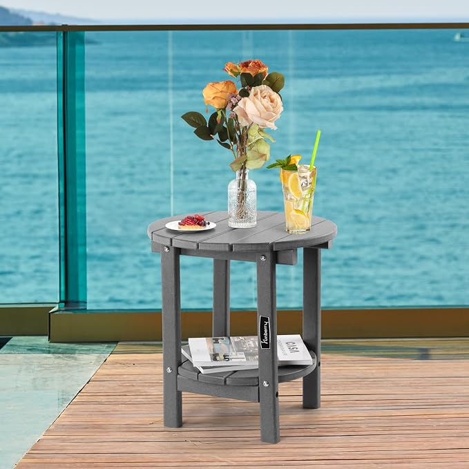FUNBERRY Outdoor Adirondack Side Table, 2-Tier Patio End Tables, HDPE All - Image 2