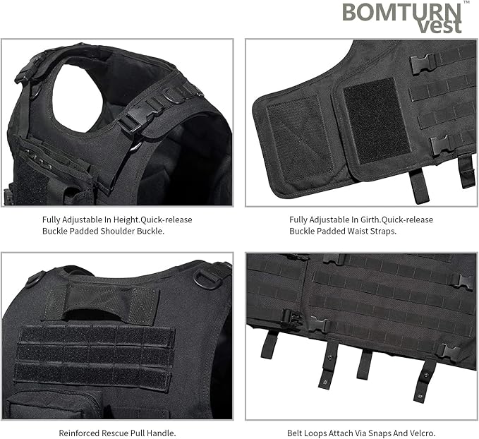 BOMTURN Tactical Airsoft Vest Upgrade Adjustable Modular Paintball Vest Outdoor - Image 3